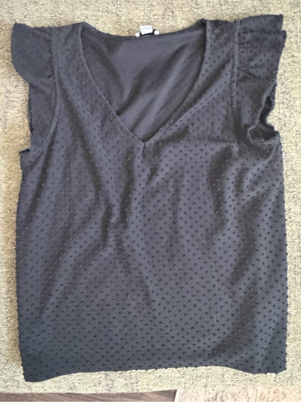 J. Crew Black Textured V-Neck Tank Top